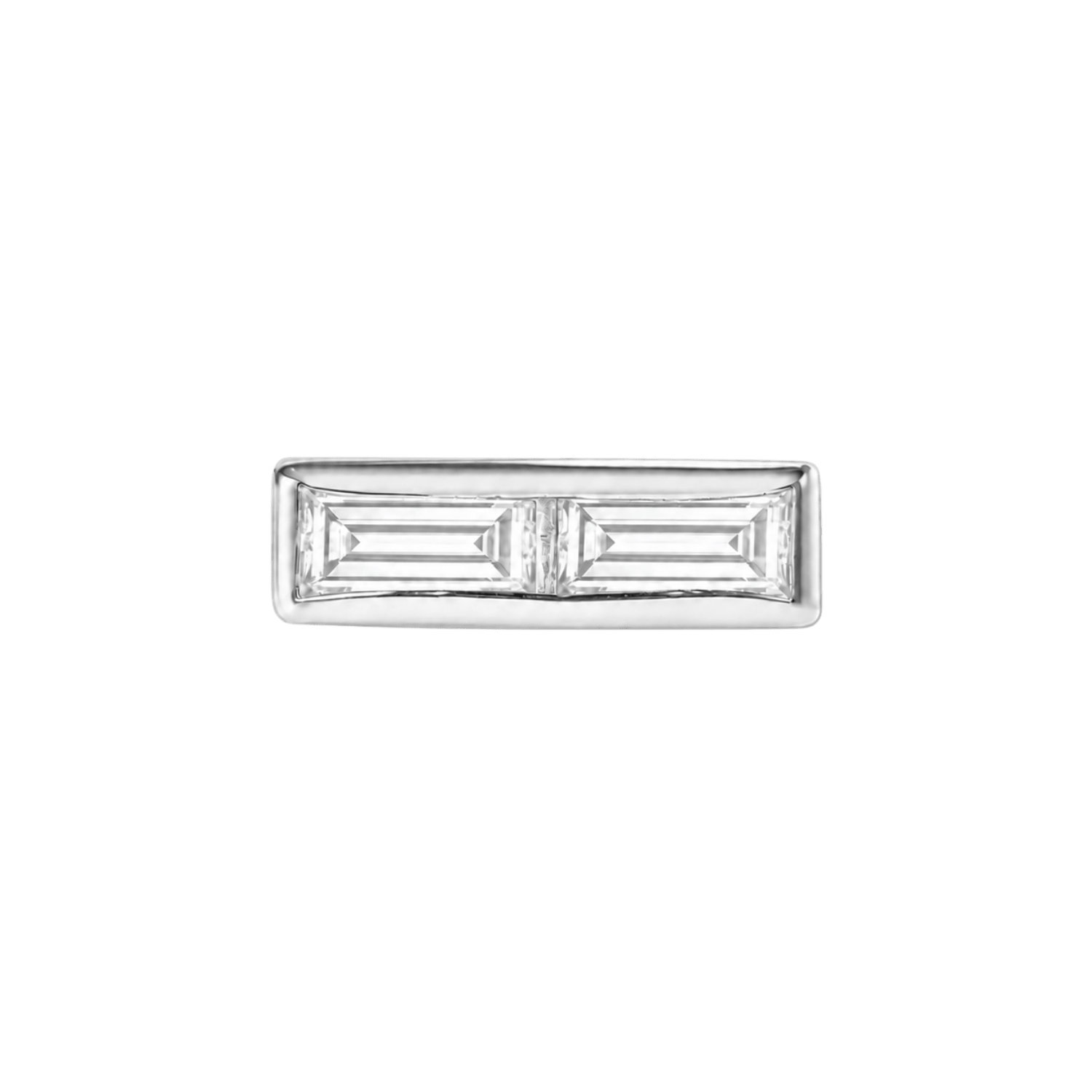 Double Baguette Bar – 14K Gold Threadless/Threaded End - piercing-zone.com