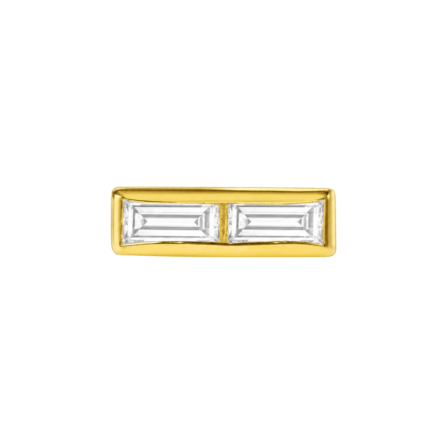 Double Baguette Bar – 14K Gold Threadless/Threaded End - piercing-zone.com