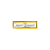 Double Baguette Bar – 14K Gold Threadless/Threaded End - piercing-zone.com