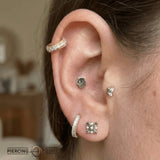 Double Filigree Gemmed Clicker with 16 Gems – 14K & 18K Gold - piercing - zone.com