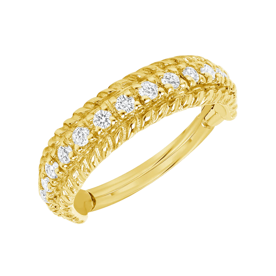 Double Filigree Gemmed Clicker with 16 Gems – 14K & 18K Gold - piercing - zone.com