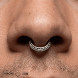 Double Filigree Gemmed Clicker with 16 Gems – 14K & 18K Gold - piercing - zone.com