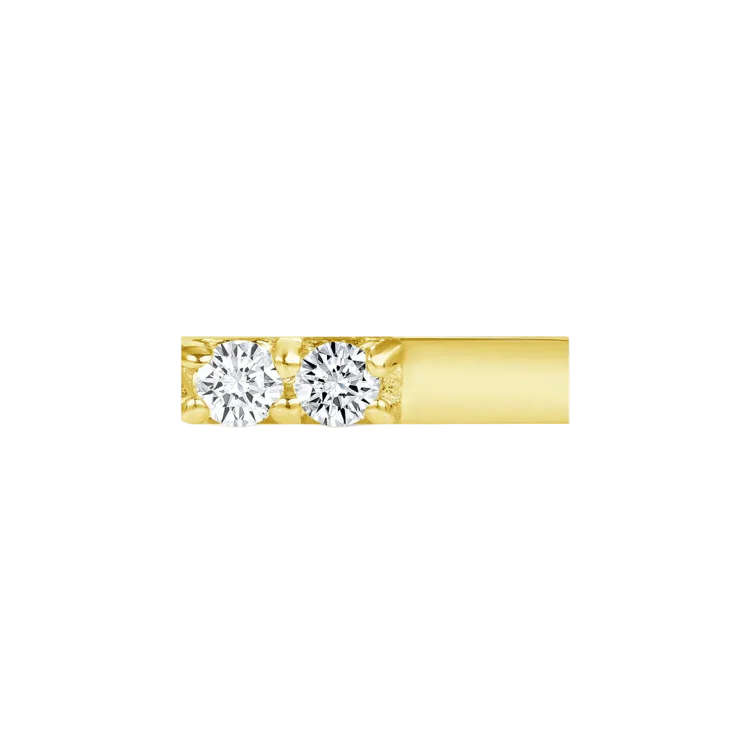 Double Prong Bar – 14K/18K Gold Gemstone Bar Threadless End - piercing - zone.com