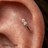 Double Prong Bar – 14K/18K Gold Gemstone Bar Threadless End - piercing - zone.com