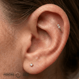 Double Prong Bar – 14K/18K Gold Gemstone Bar Threadless End - piercing - zone.com