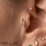 Double Rod – 14K Gold Threadless Pin with Stacked Bar Design - piercing - zone.com