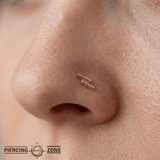 Double Rod – 14K Gold Threadless Pin with Stacked Bar Design - piercing - zone.com