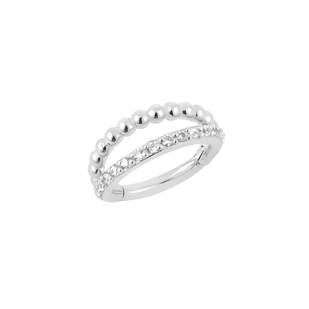 Double Row Beaded & Gemmed Clicker – 14K & 18K Gold - piercing - zone.com