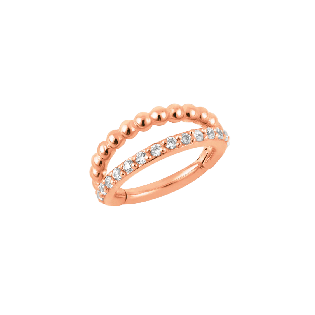 Double Row Beaded & Gemmed Clicker – 14K & 18K Gold - piercing - zone.com