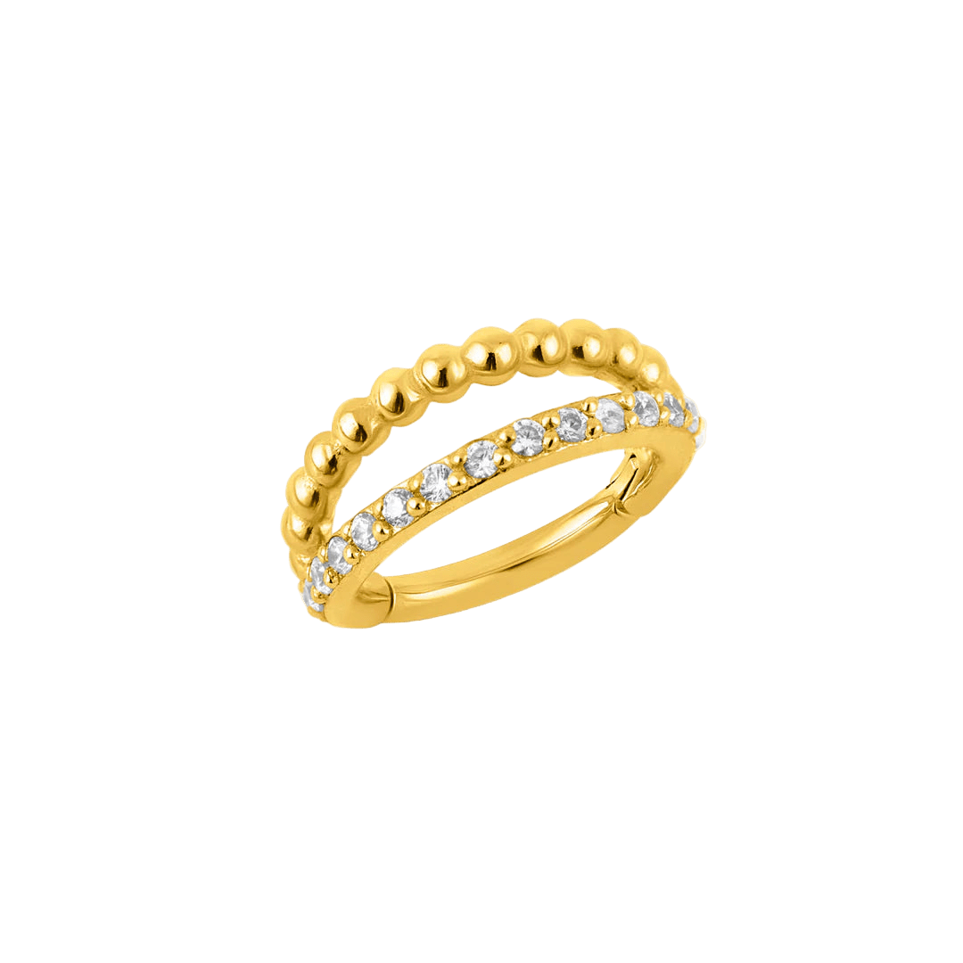 Double Row Beaded & Gemmed Clicker – 14K & 18K Gold - piercing - zone.com