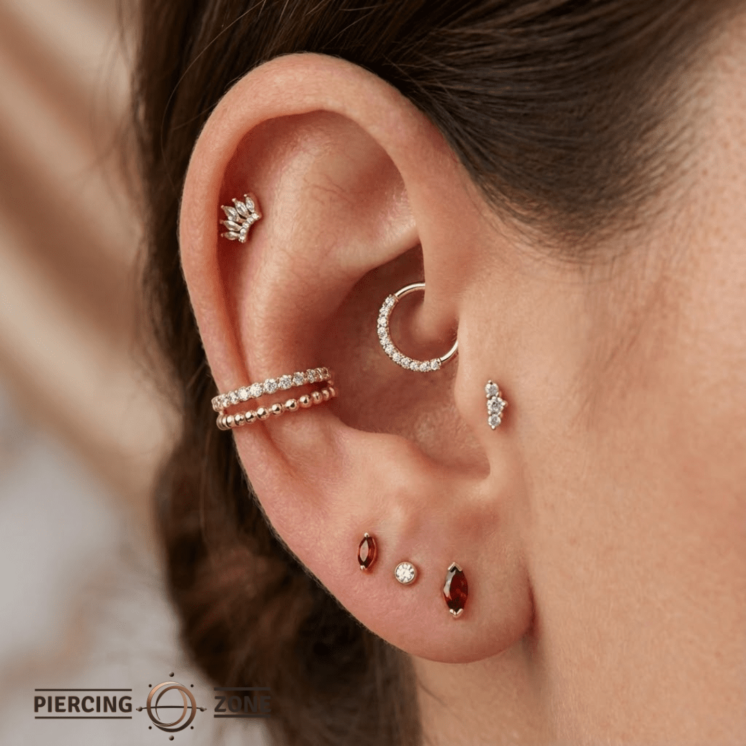 Double Row Beaded & Gemmed Clicker – 14K & 18K Gold - piercing - zone.com