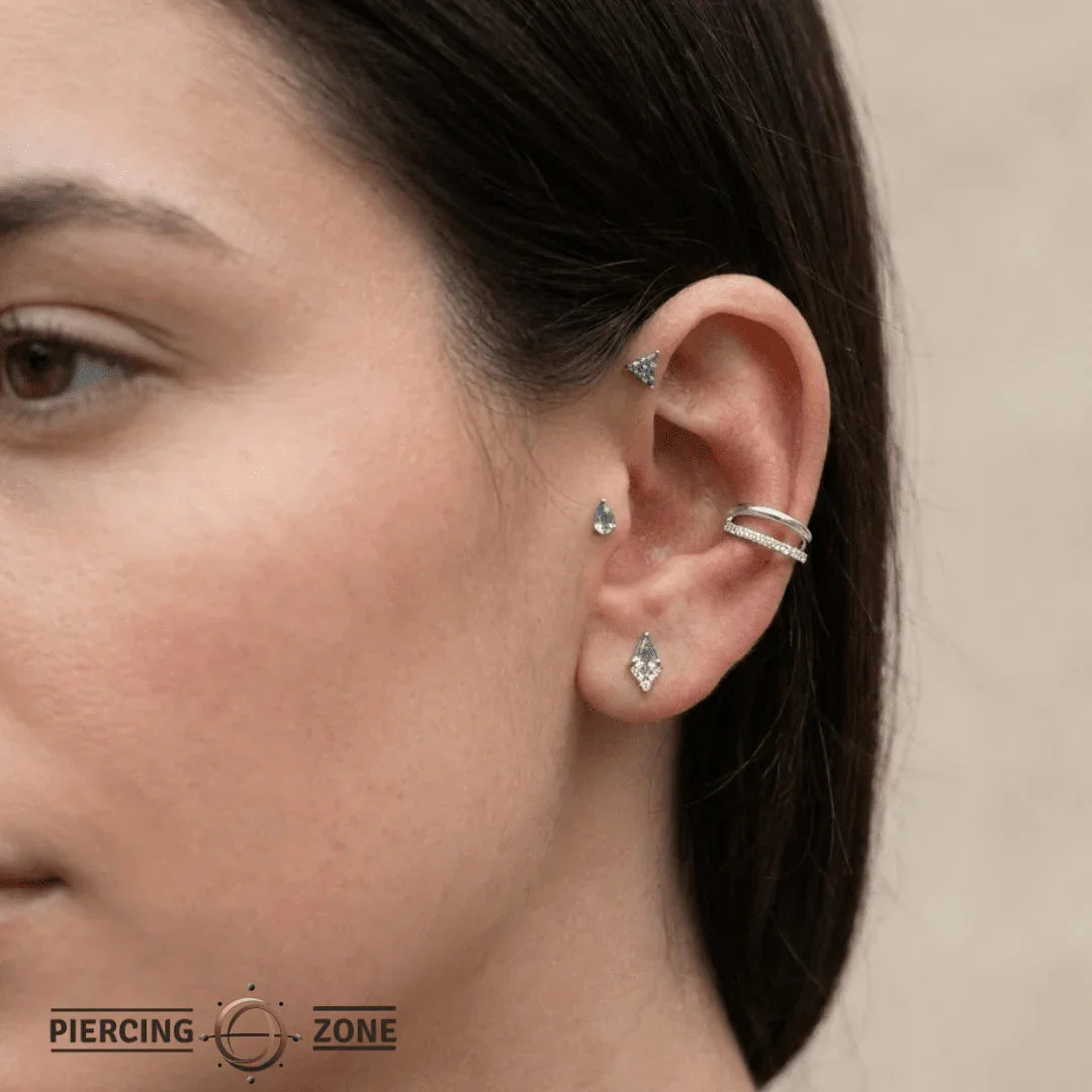 Double Row Gemmed & Classic Clicker – 14K & 18K Gold - piercing - zone.com