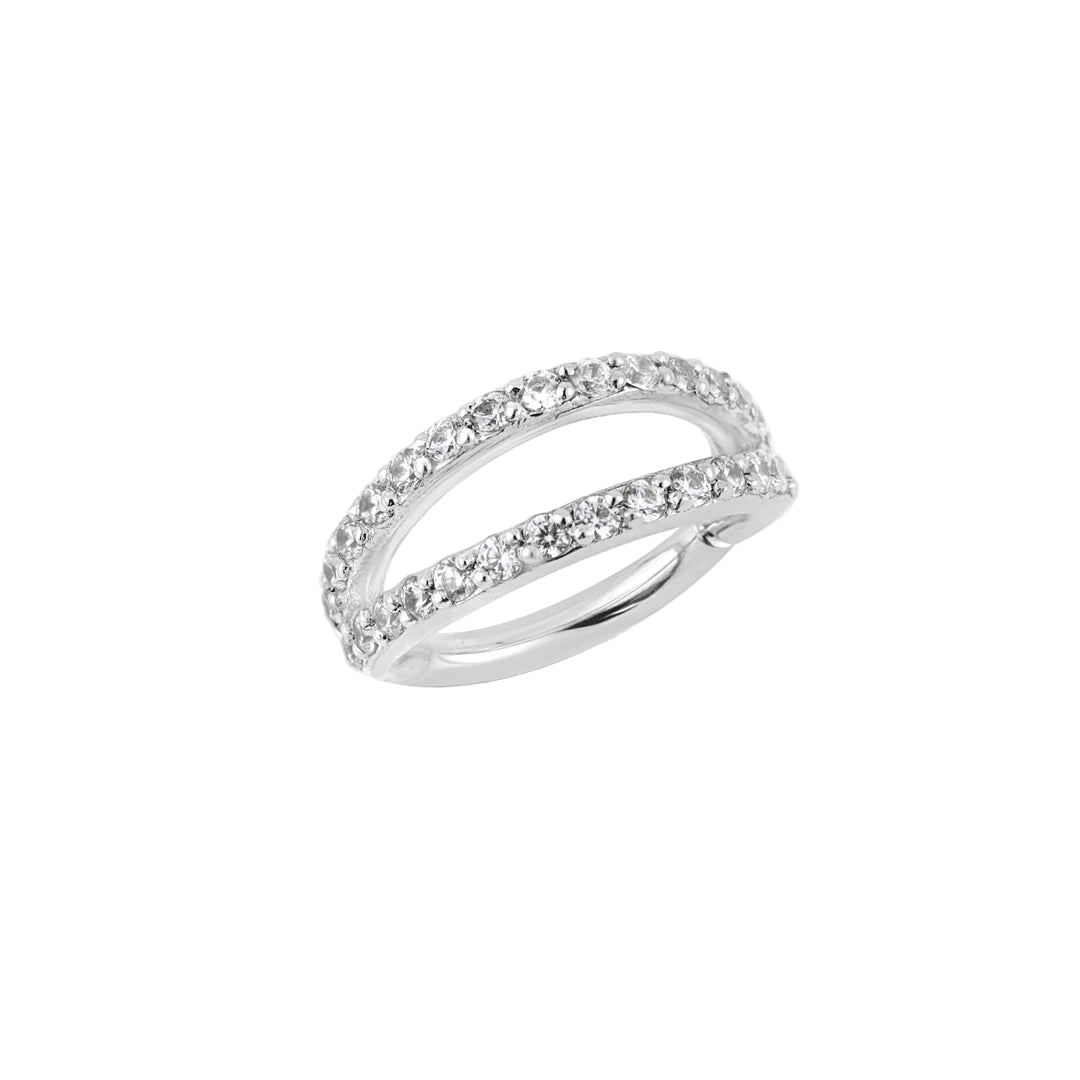 Double Row Gemmed Clicker – 14K & 18K Gold - piercing - zone.com