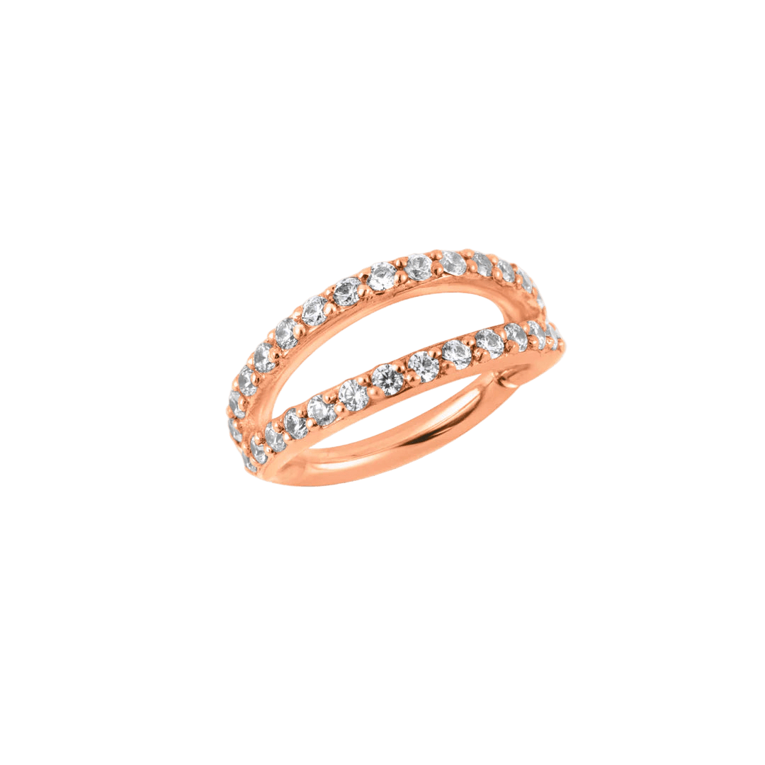 Double Row Gemmed Clicker – 14K & 18K Gold - piercing - zone.com