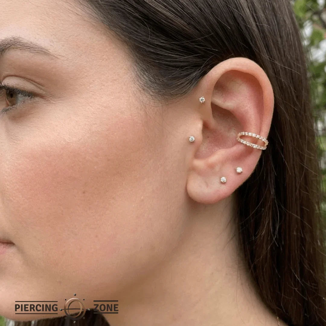 Double Row Gemmed Clicker – 14K & 18K Gold - piercing - zone.com