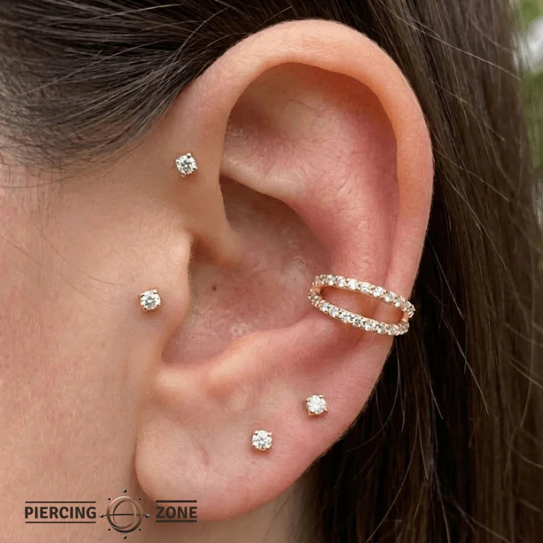Double Row Gemmed Clicker – 14K & 18K Gold - piercing - zone.com