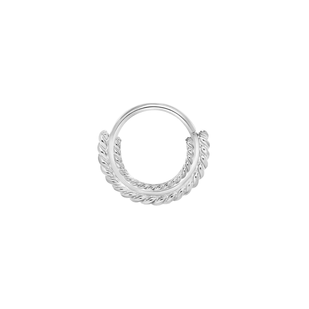 Double Sided Filigree Seamless Ring – 14K Gold Cup & Divot Design - piercing - zone.com