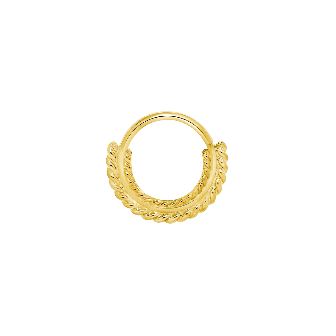 Double Sided Filigree Seamless Ring – 14K Gold Cup & Divot Design - piercing - zone.com