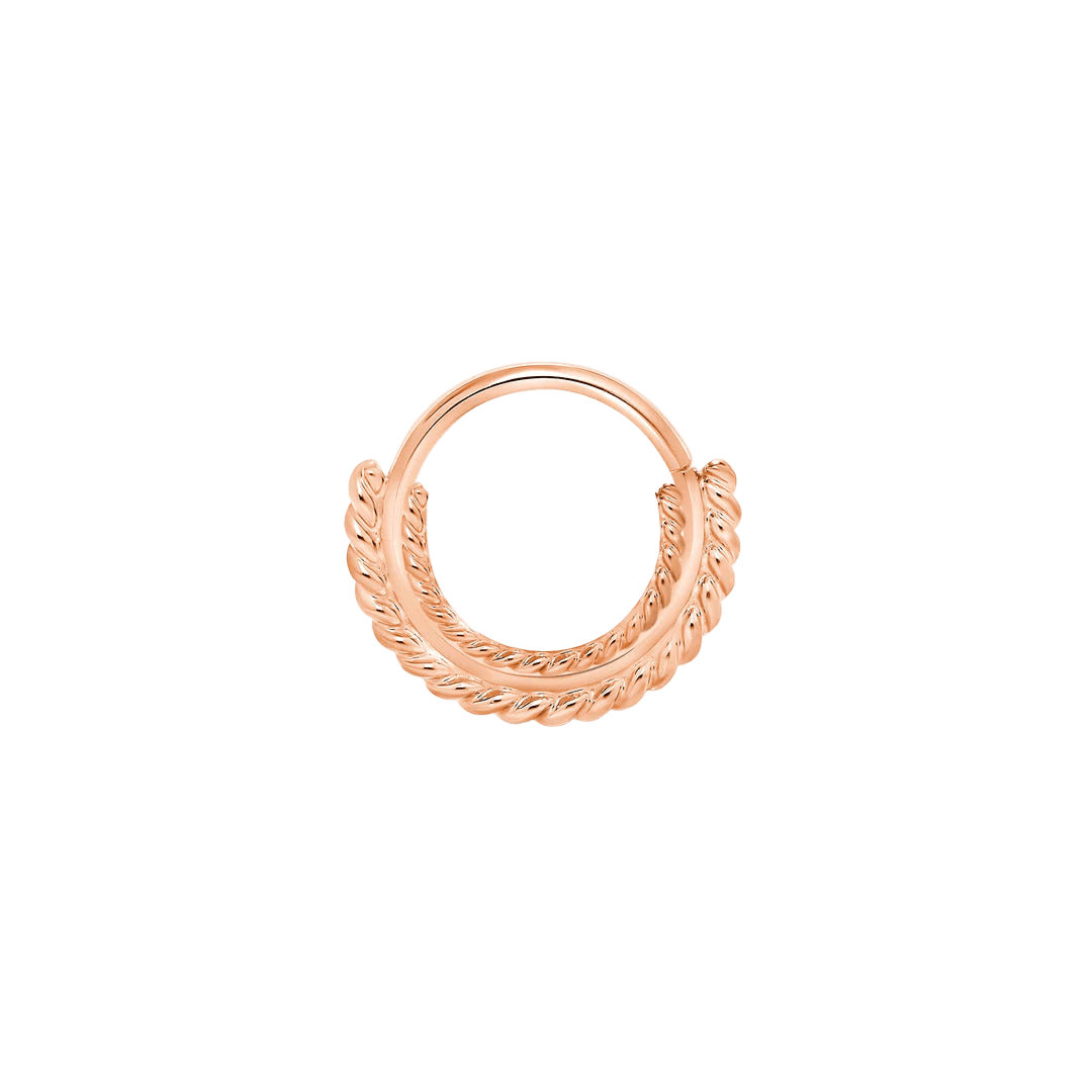 Double Sided Filigree Seamless Ring – 14K Gold Cup & Divot Design - piercing - zone.com