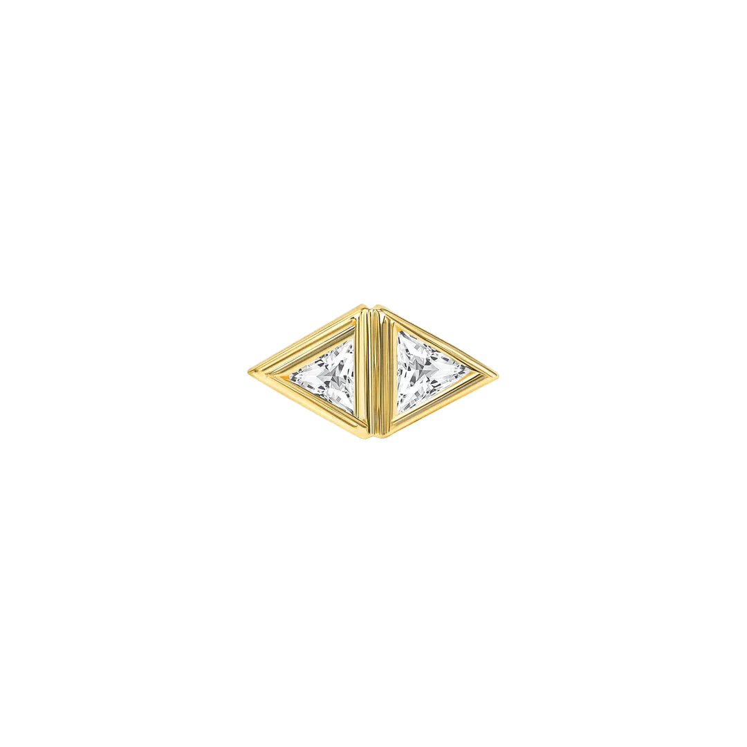 Double Triangle Bezel – 14K/18K Gold Geometric Threadless End - piercing - zone.com