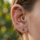 Double Triangle Bezel – 14K/18K Gold Geometric Threadless End - piercing - zone.com