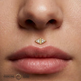 Double Triangle Bezel – 14K/18K Gold Geometric Threadless End - piercing - zone.com