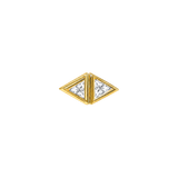 Double Triangle Bezel – 14K Gold Threadless/Threaded End