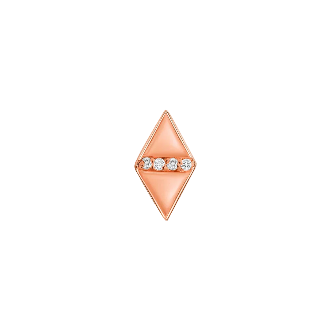 Double Triangle With Gems – 14K/18K Gold Multi - Stone Threadless End - piercing - zone.com