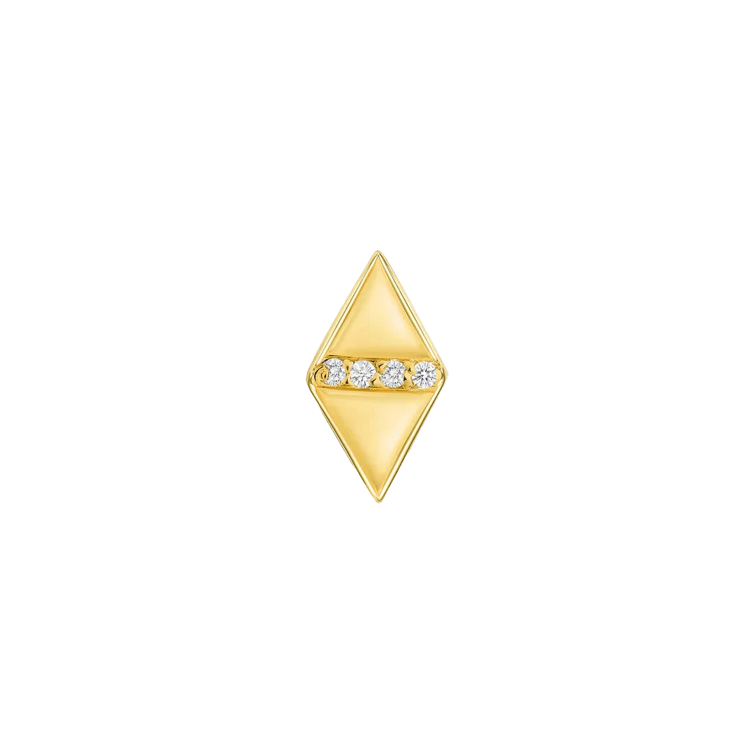 Double Triangle With Gems – 14K/18K Gold Multi - Stone Threadless End - piercing - zone.com
