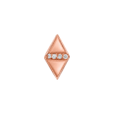 Double Triangle With Gems – 14K Gold Threadless/Threaded End