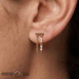 Double Vision Baguette CZ Chain – 14K Gold Threadless End - piercing - zone.com