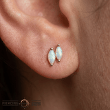 Double Zuri – Australian Opals – 14K Gold Threadless End - piercing - zone.com