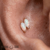 Double Zuri – Australian Opals – 14K Gold Threadless End - piercing - zone.com