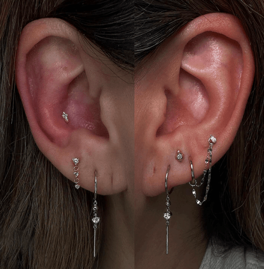 Double Tile Chain – 14K Gold Dual-Length Piercing Accent