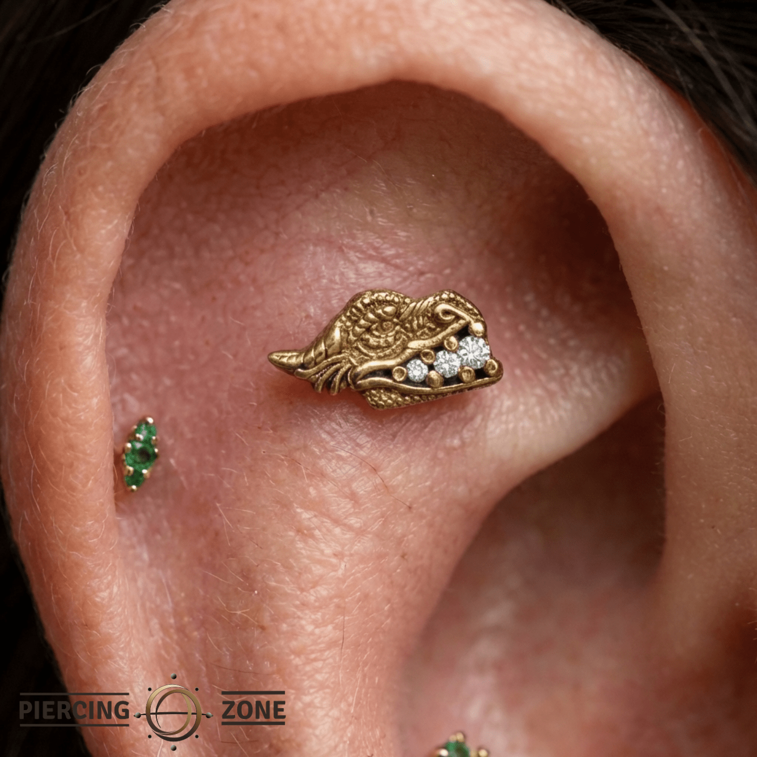 Dragon – 14K Gold Threadless/Threaded End - piercing - zone.com