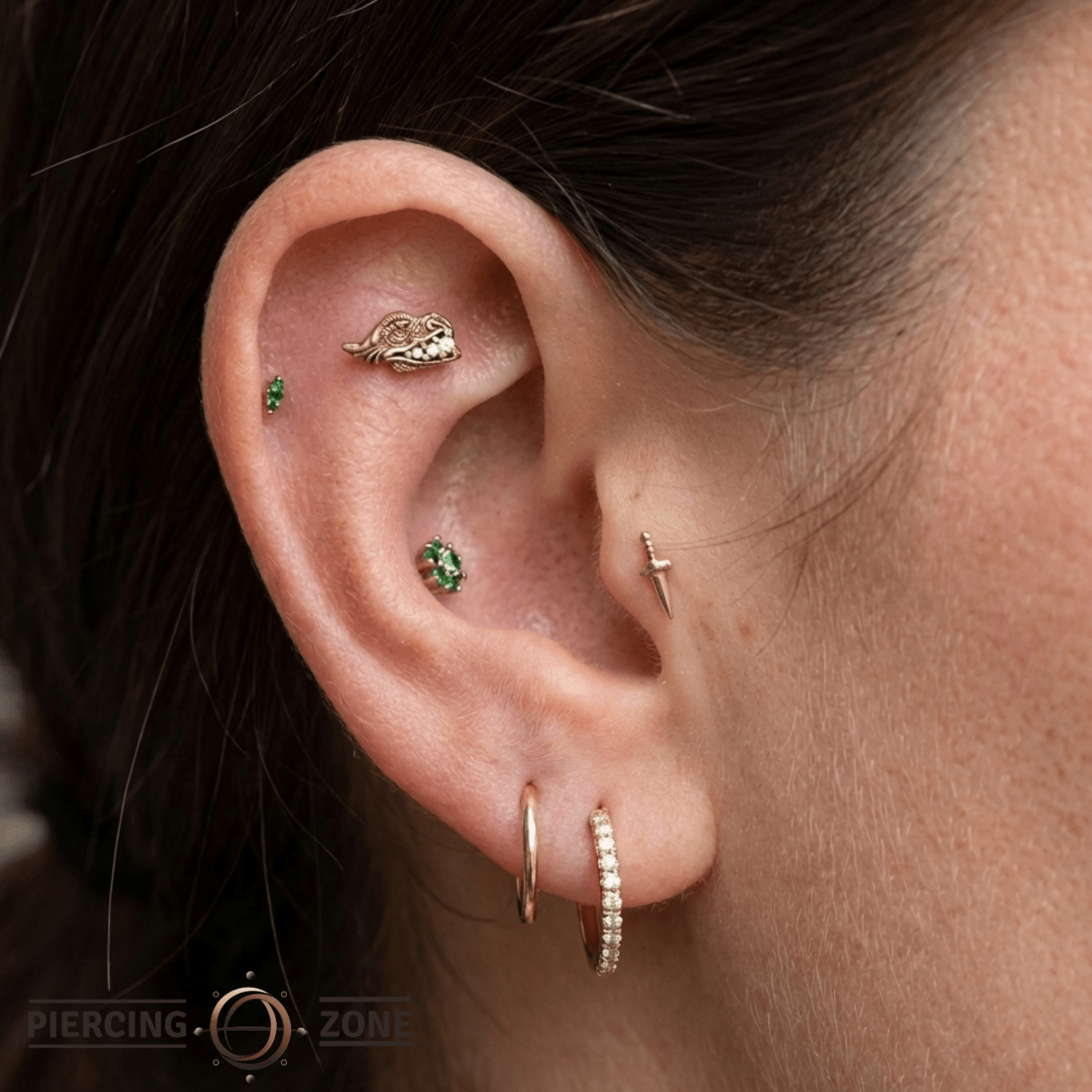 Dragon – 14K Gold Threadless/Threaded End - piercing - zone.com