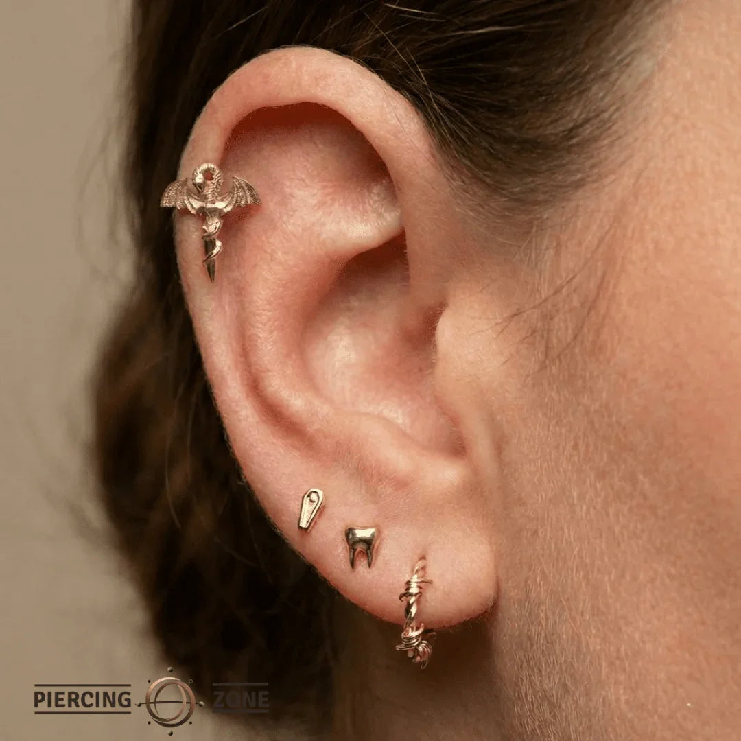Dragon Sword – 14K Gold Threadless/Threaded End - piercing - zone.com