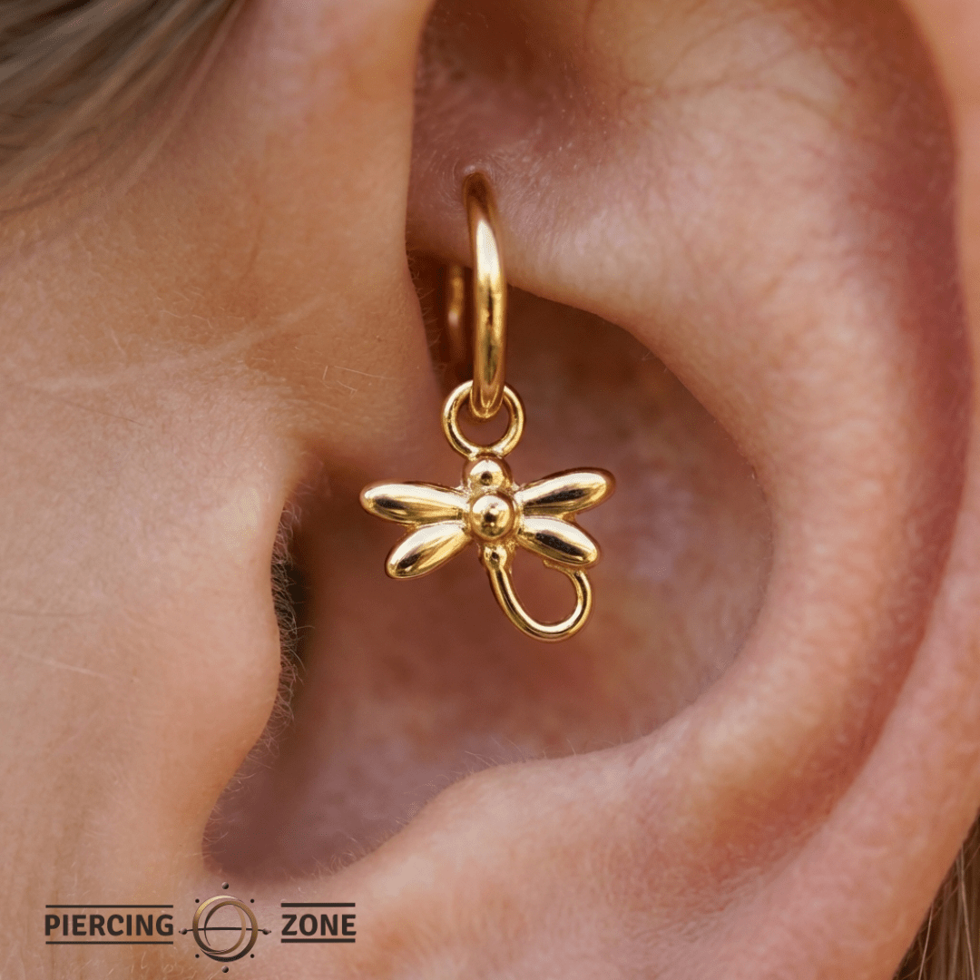 Dragonfly – 14K & 18K Gold Charm - piercing - zone.com