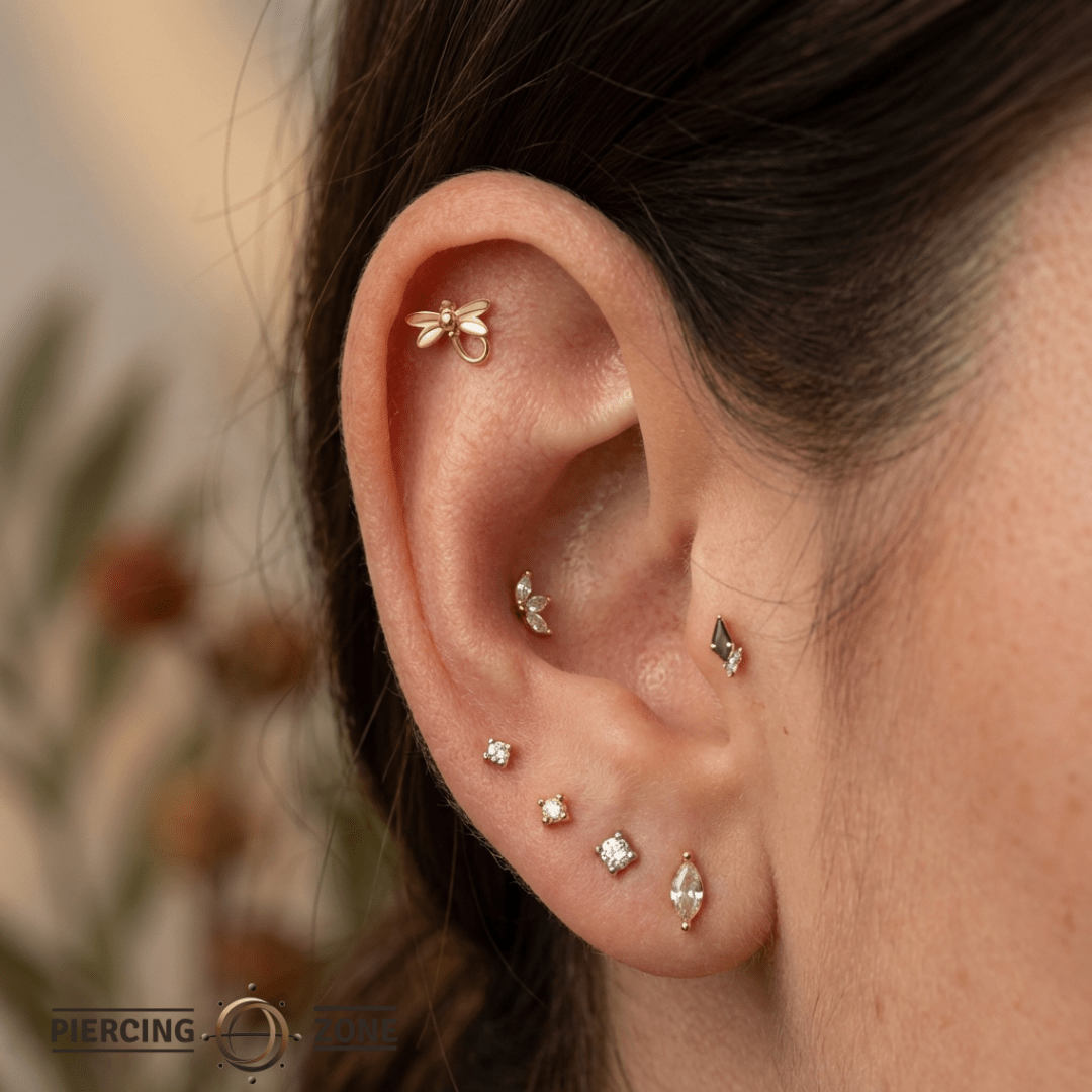 Dragonfly – 14K Gold Threadless/Threaded End - piercing - zone.com