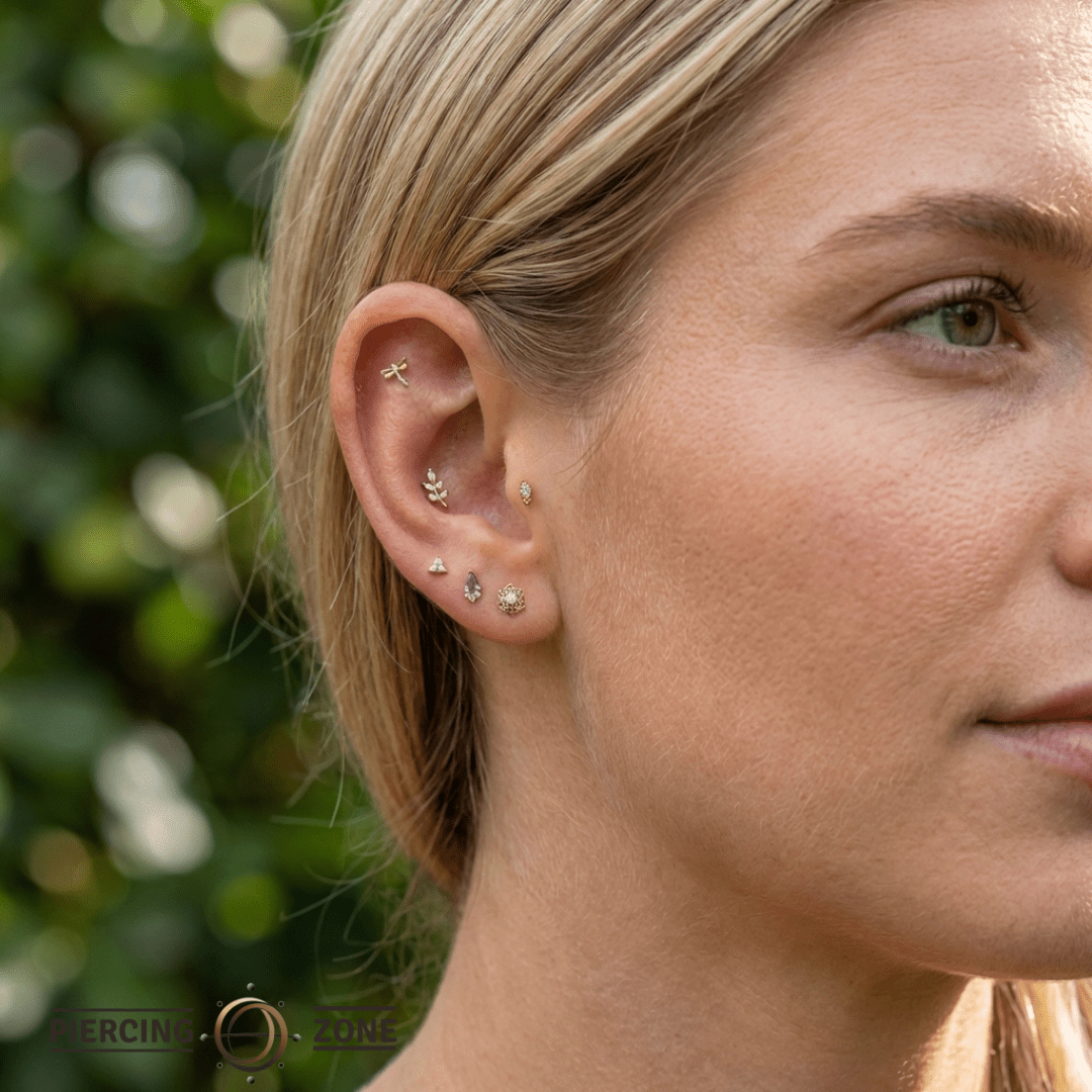 Dragonfly With Gems – 14K Gold Threadless/Threaded End - piercing - zone.com