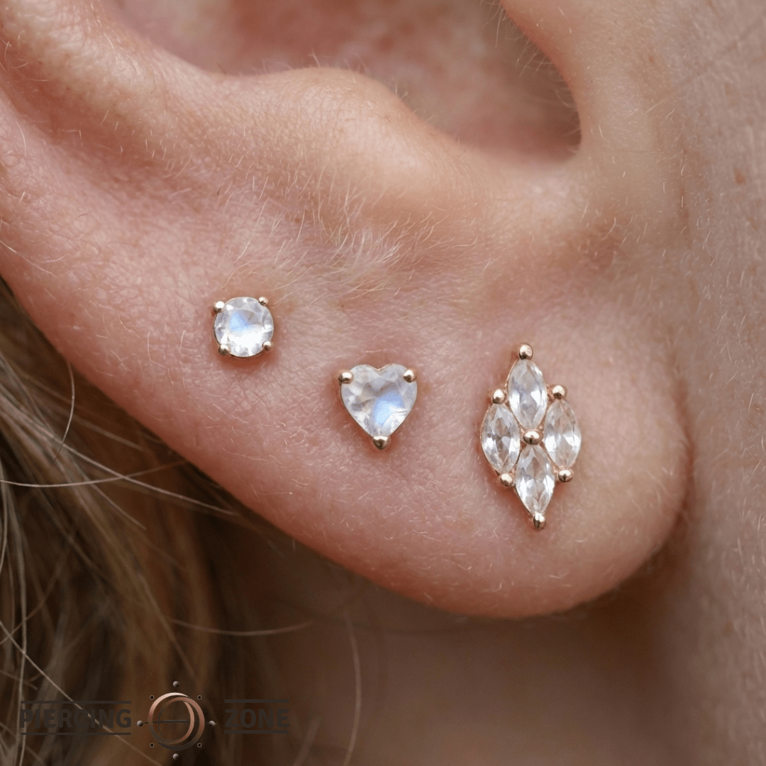 Dream On – Moonstone Quartet – 14K Gold Threadless End - piercing - zone.com