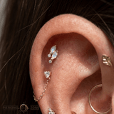 Dreamland – 14K Gold Moonstone & CZ Threadless End - piercing - zone.com