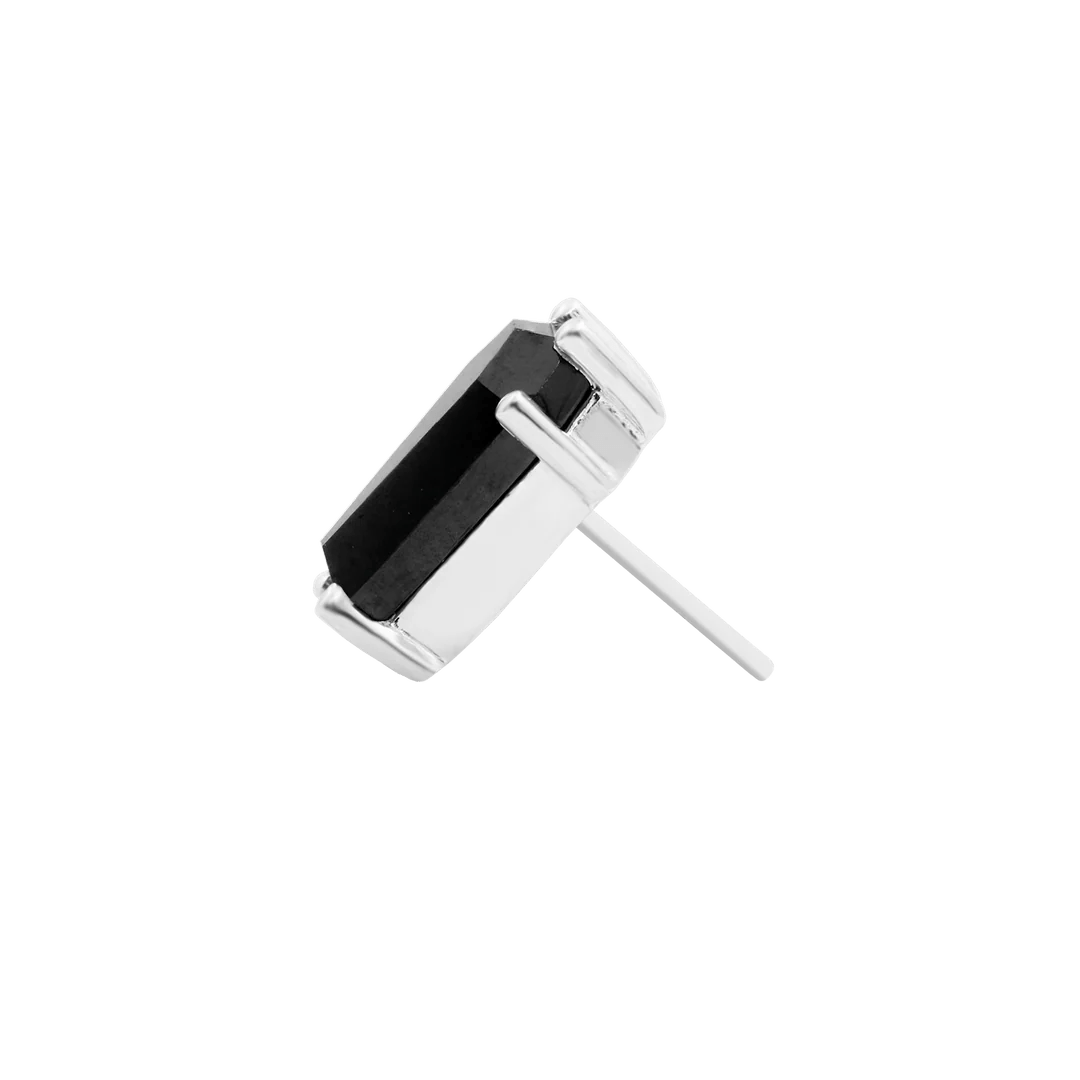 Drop Dead Gorgeous – Black CZ Coffin – 14K Gold Threadless End - piercing - zone.com