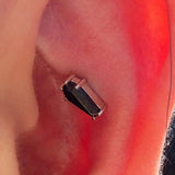 Drop Dead Gorgeous – Black CZ Coffin – 14K Gold Threadless End - piercing - zone.com