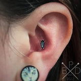 Drop Dead Gorgeous – Black CZ Coffin – 14K Gold Threadless End - piercing - zone.com