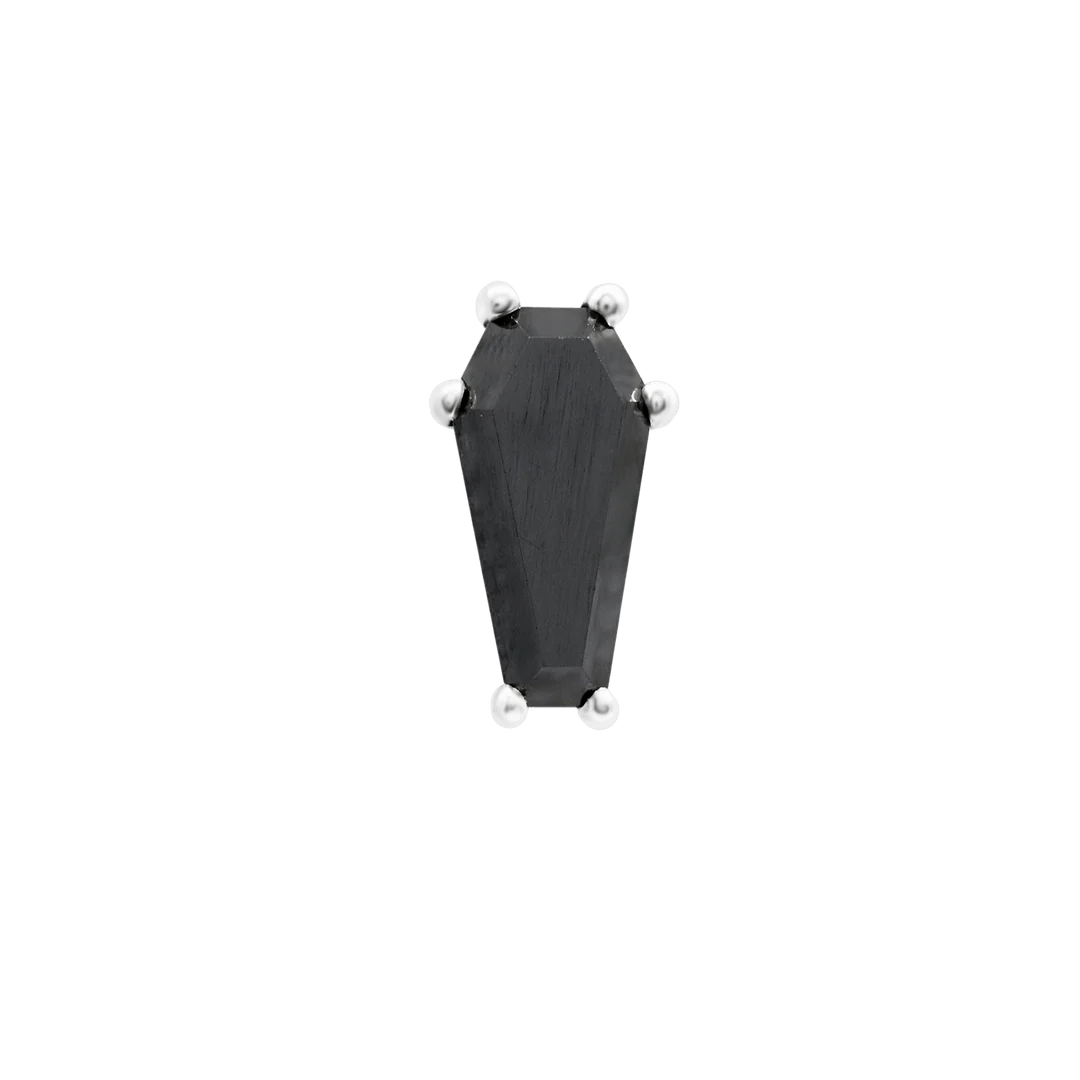 Drop Dead Gorgeous – Black CZ Coffin – 14K Gold Threadless End - piercing - zone.com