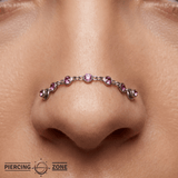 Dual Garnet Rhodolite Chain – 18K Gold Piercing Chain - piercing - zone.com