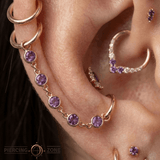 Dual Garnet Rhodolite Chain – 18K Gold Piercing Chain - piercing - zone.com