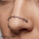 Dual Garnet Rhodolite Chain – 18K Gold Piercing Chain - piercing - zone.com