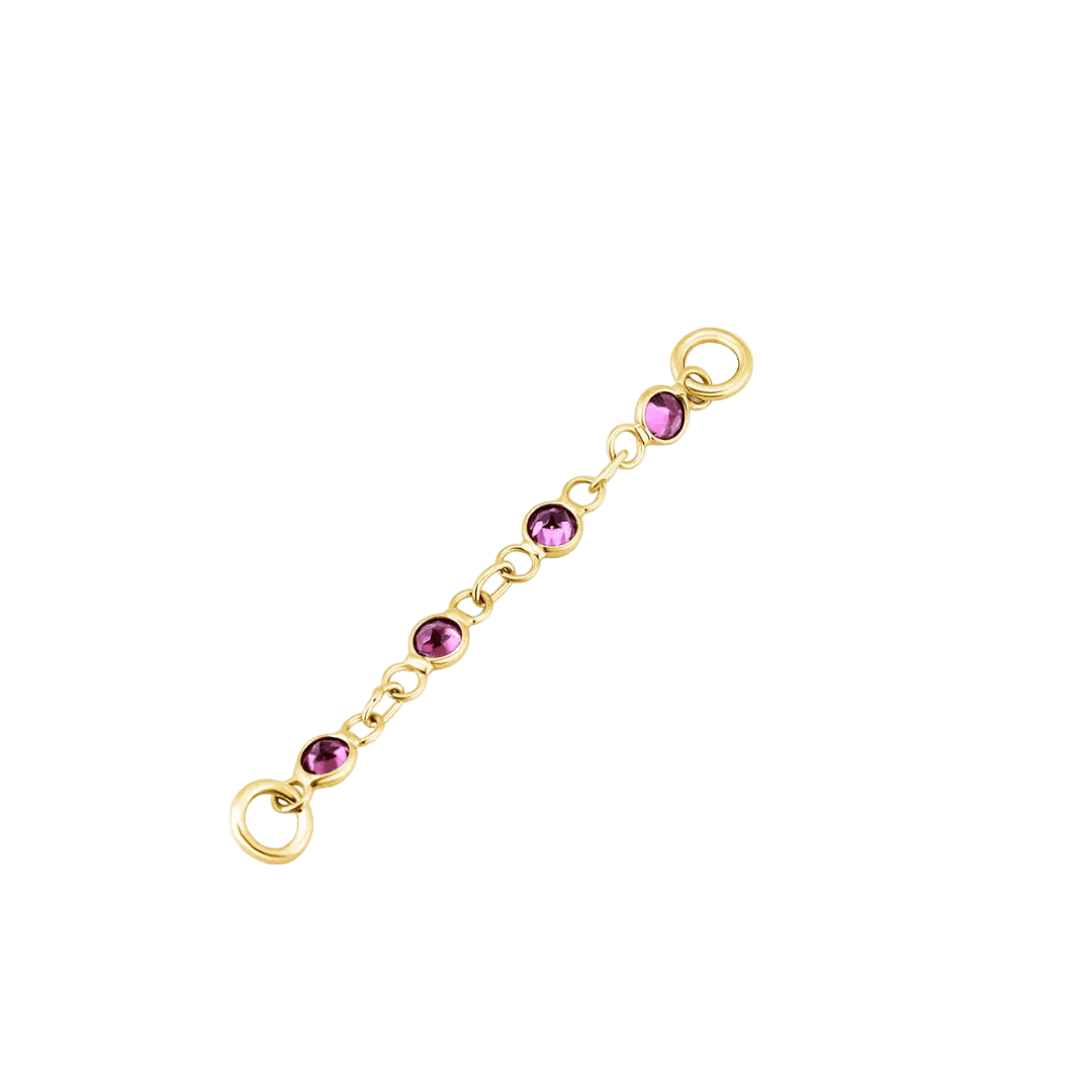 Dual Garnet Rhodolite Chain – 18K Gold Piercing Chain - piercing - zone.com